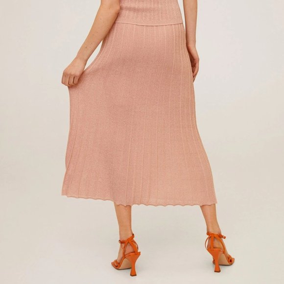 NWT Mango Pleated Midi Skirt in Pastel Pink 67056303 Diana - Picture 8 of 11